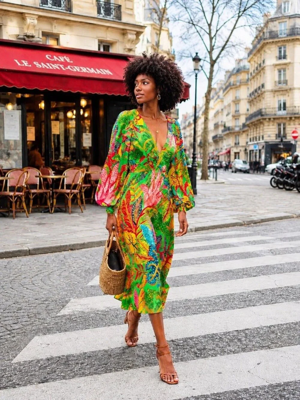 Antropologie Farm Rio Forest Multicolor V-Neck Long Sleeves Slit Midi Dress - Picture 1 of 5